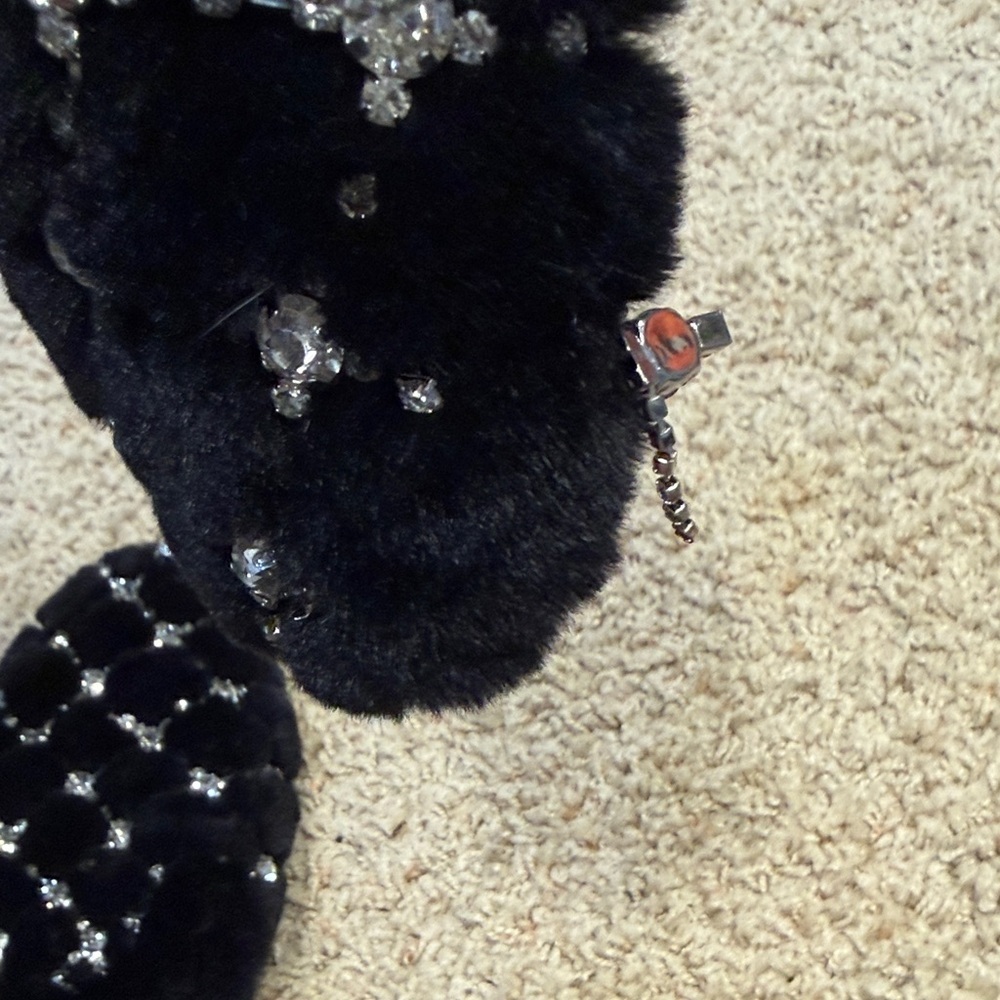 ANTONIO MELANI vintage Black Slippers with Silver rhinestones, 6M, used - Picture 7 of 8